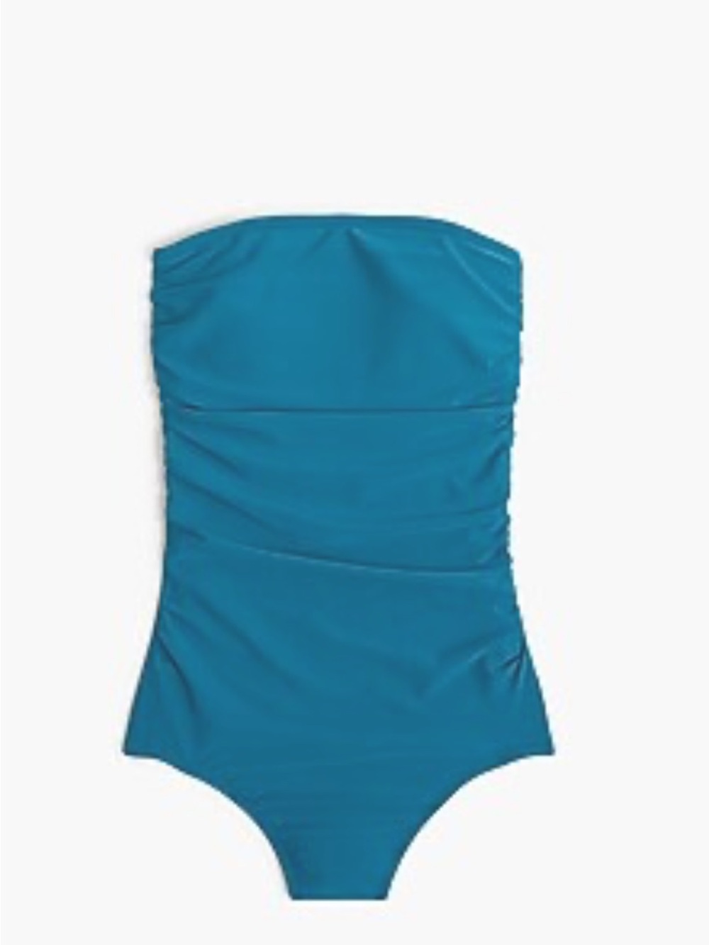 Jcrew Women’s bandeau One-Piece Swimsuit in Teal - ruched front- medium NWT